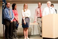 Pictured: John Halliday, Neha Bhagwat, Ellen Hukkelhoven, Harold Varmus, & Eric Holland